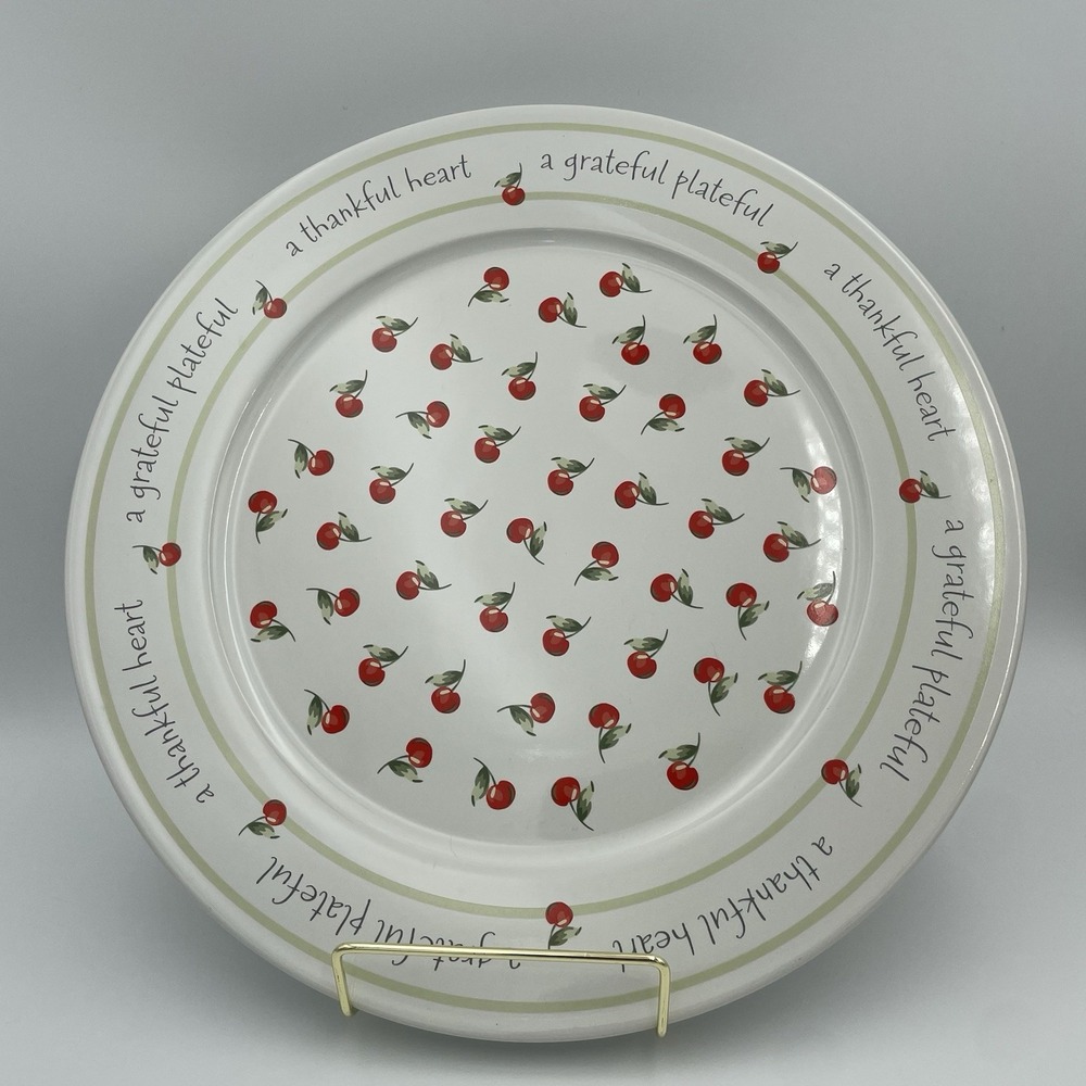 Hallmark A Grateful Plateful A Thankful Heart‎ Cherries 12" Serving Cake Plate